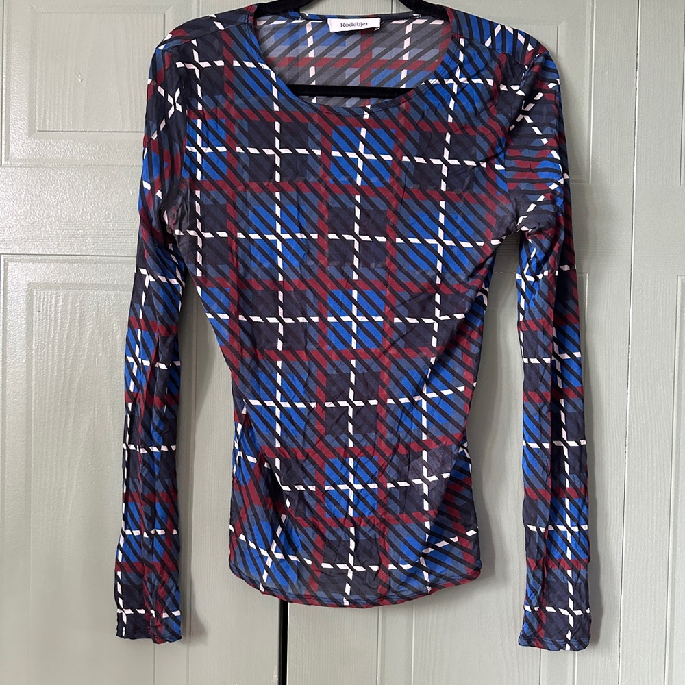 Rodebjer Mesh Check Long-sleeve Top